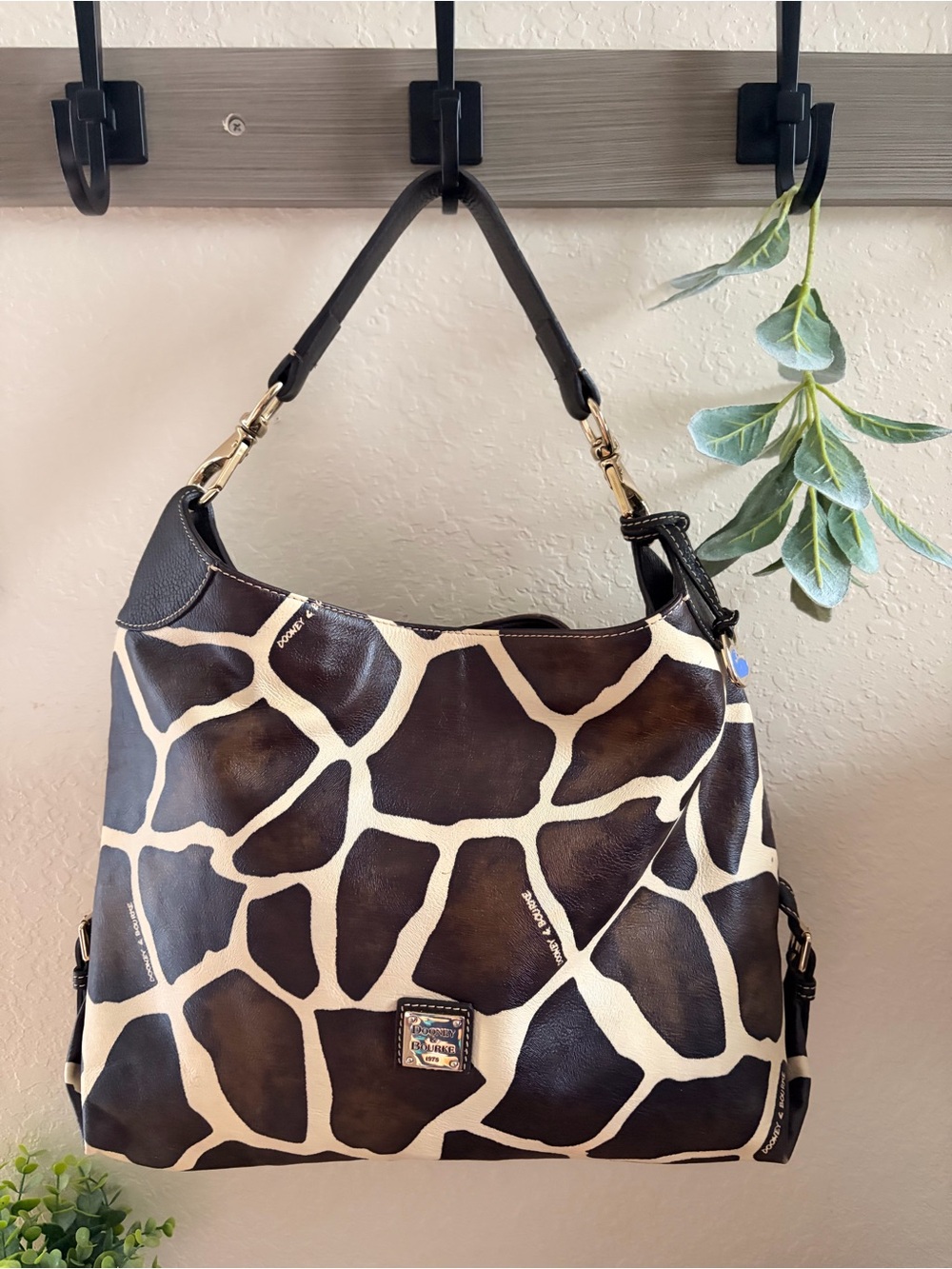 Dooney & Bourke Serengeti Giraffe Print Leather Hobo Shoulder Bag, Y2K Vintage